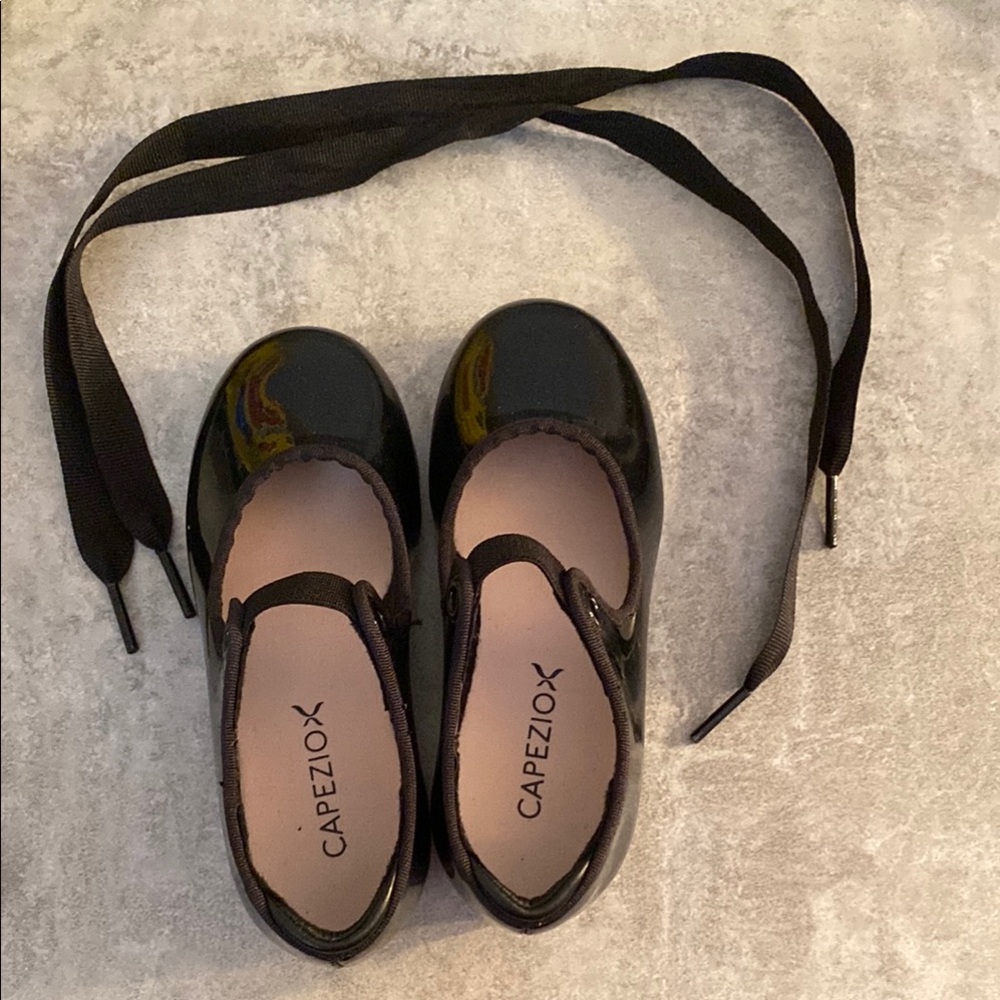 Capezio Glossy Black Dance Shoes with Laces